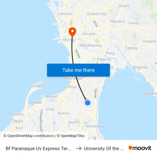 Bf Paranaque Uv Express Terminal to University Of the East map