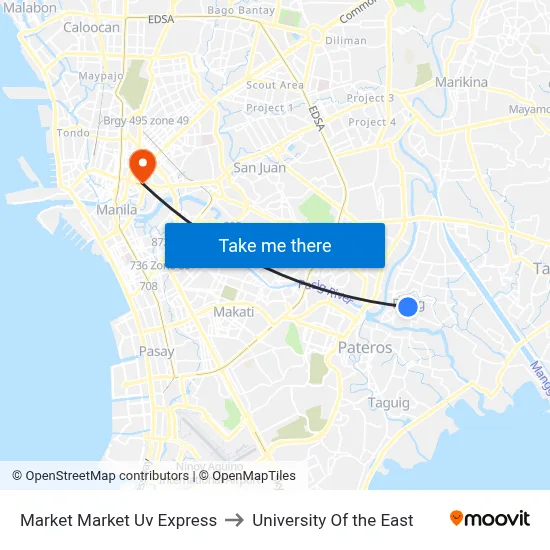 Market Market Uv Express to University Of the East map
