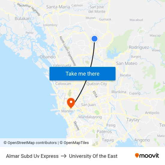 Almar Subd Uv Express to University Of the East map
