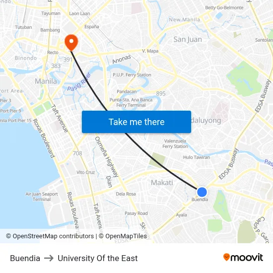 Buendia to University Of the East map