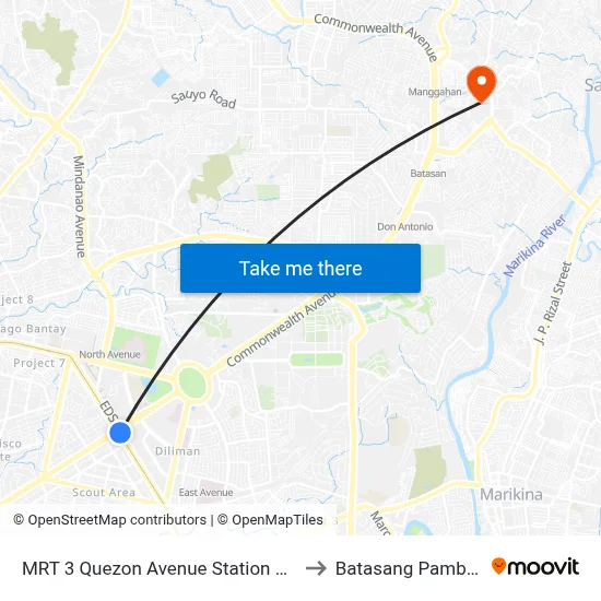 MRT 3 Quezon Avenue Station EDSA Quezon City Manila to Batasang Pambansa Complex map