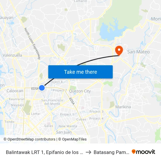 Balintawak LRT 1, Epifanio de los Santos Ave, Quezon City, Manila to Batasang Pambansa Complex map