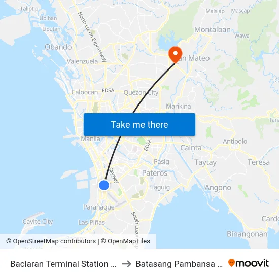 Baclaran Terminal Station LRT Line 1 to Batasang Pambansa Complex map