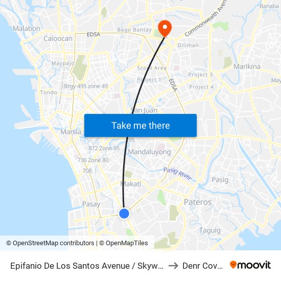 Epifanio De Los Santos Avenue / Skyway , Lungsod Ng Makati, Manila to Denr Covered Court map