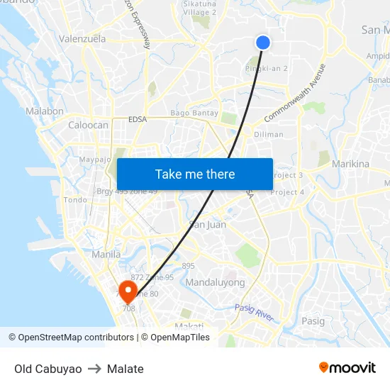 Old Cabuyao to Malate map