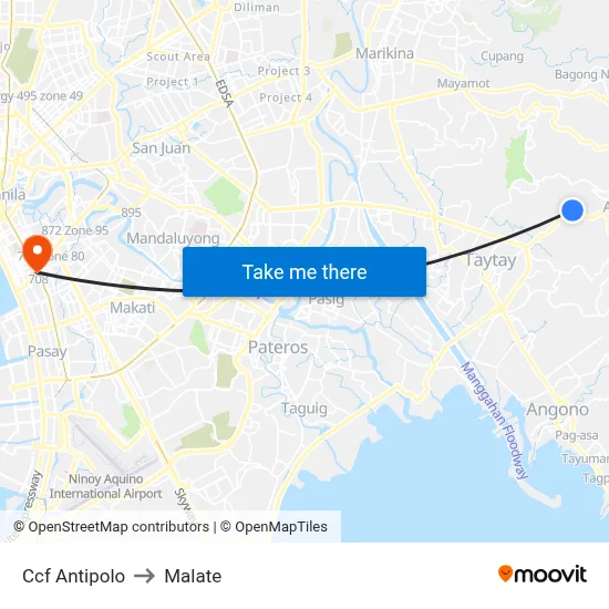 Ccf Antipolo to Malate map