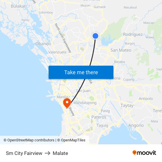 Sm City Fairview to Malate map