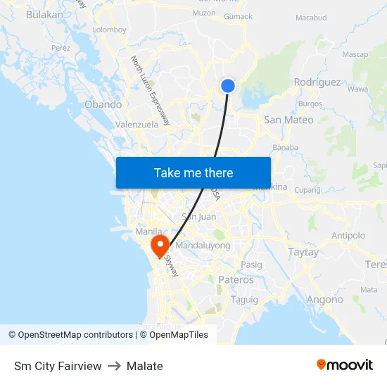 Sm City Fairview to Malate map