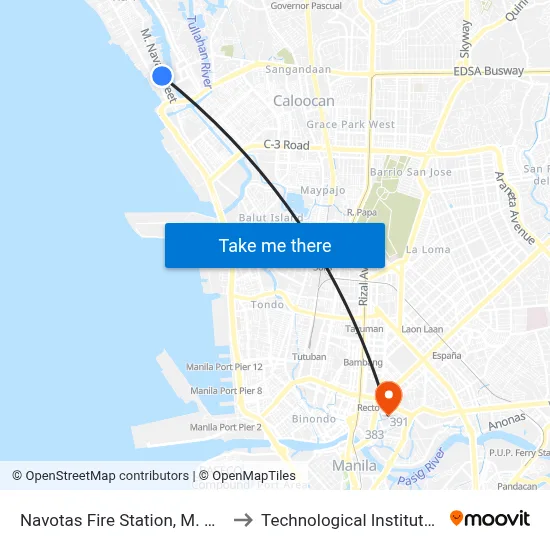 Navotas Fire Station, M. Naval, City Of Navotas to Technological Institute Of the Philippines map