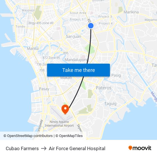 Cubao Farmers to Air Force General Hospital map