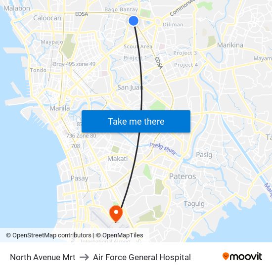 North Avenue Mrt to Air Force General Hospital map