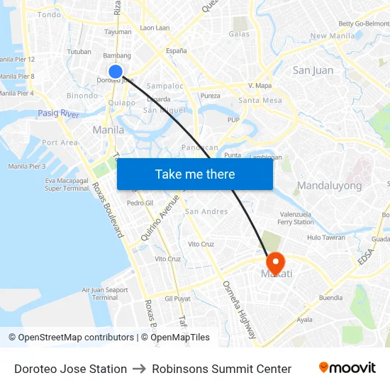 Doroteo Jose Station to Robinsons Summit Center map