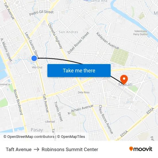 Taft Avenue to Robinsons Summit Center map