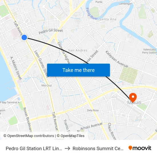 Pedro Gil Station LRT Line 1 to Robinsons Summit Center map