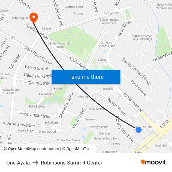 Intercontinental Manila to Robinsons Summit Center map