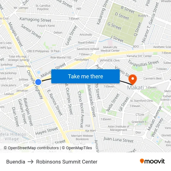 Buendia to Robinsons Summit Center map