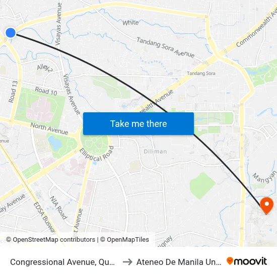 Congressional Avenue, Quezon City to Ateneo De Manila University map