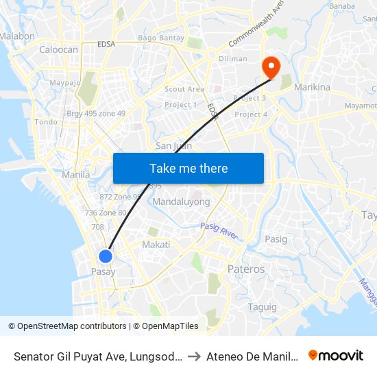 Senator Gil Puyat Ave, Lungsod Ng Pasay, Manila to Ateneo De Manila University map