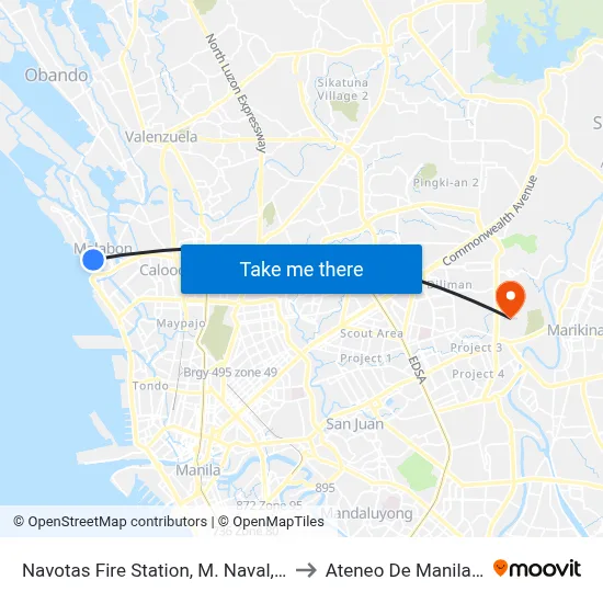 Navotas Fire Station, M. Naval, City Of Navotas to Ateneo De Manila University map