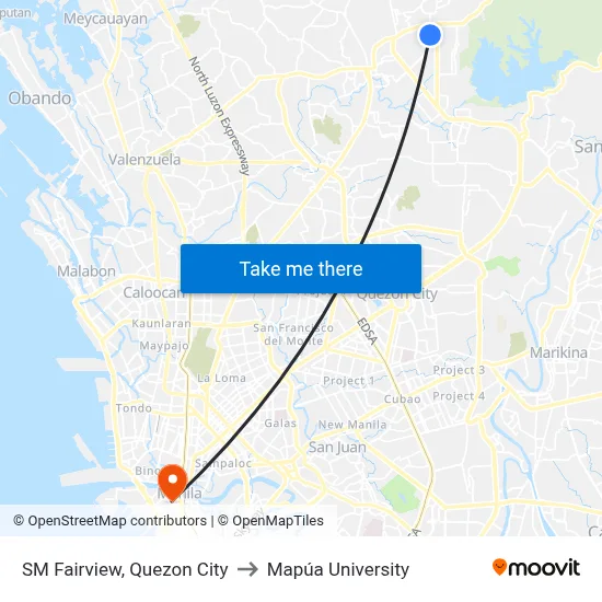 SM Fairview, Quezon City to Mapúa University map