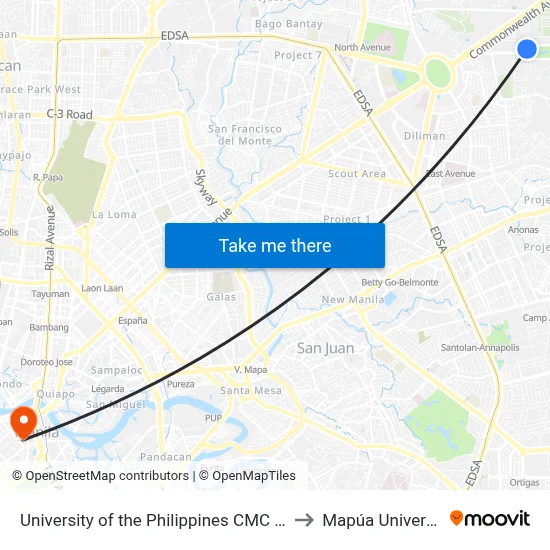 University of the Philippines CMC Field to Mapúa University map