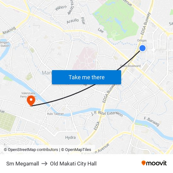 Sm Megamall to Old Makati City Hall map