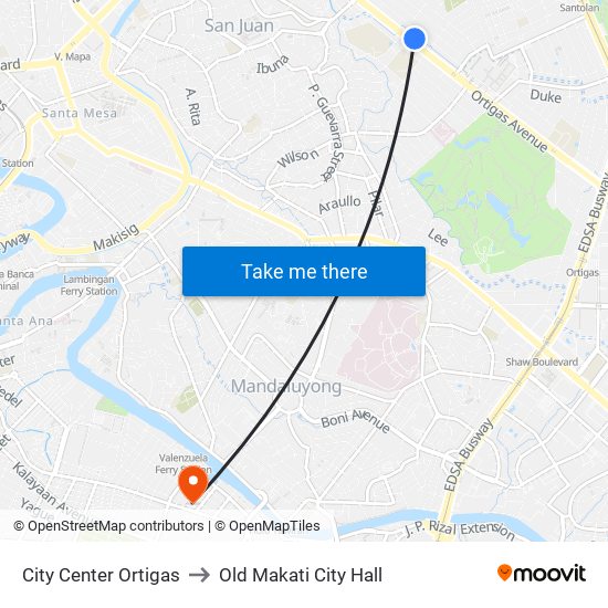 City Center Ortigas to Old Makati City Hall map