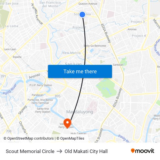 Scout Memorial Circle to Old Makati City Hall map