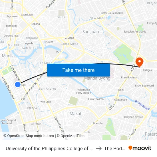 University of the Philippines College of Medicine to The Podium map
