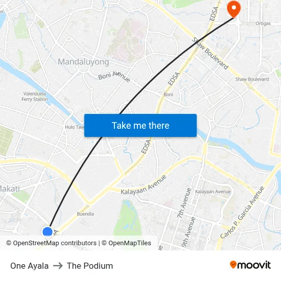 Intercontinental Manila to The Podium map
