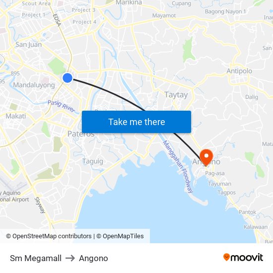 Sm Megamall to Angono map