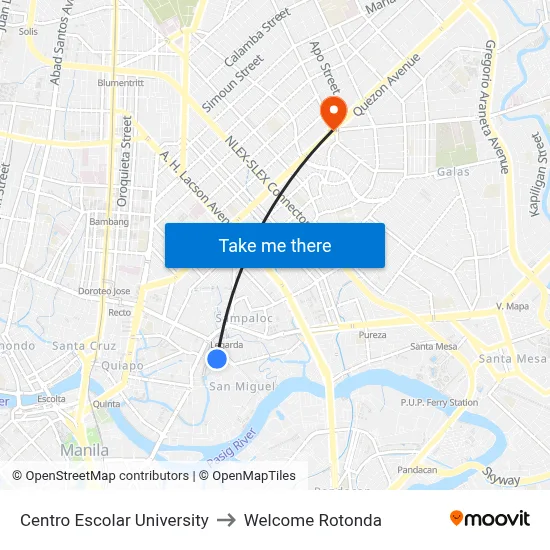 Centro Escolar University to Welcome Rotonda map
