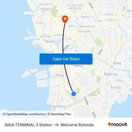 NAIA TERMINAL 3 Station to Welcome Rotonda map