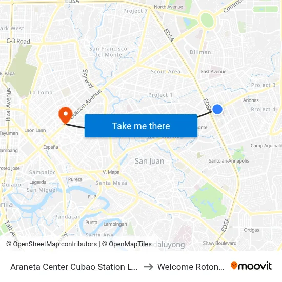 Araneta Center Cubao Station LRT to Welcome Rotonda map