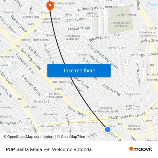 PUP Santa Mesa to Welcome Rotonda map