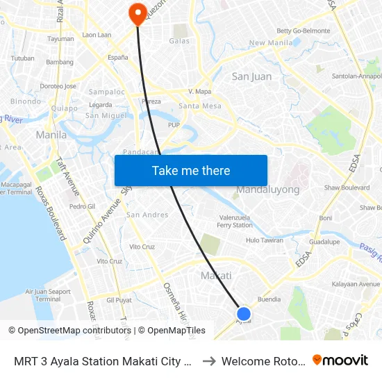 MRT 3 Ayala Station Makati City Manila to Welcome Rotonda map