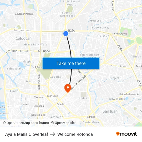 Ayala Malls Cloverleaf to Welcome Rotonda map