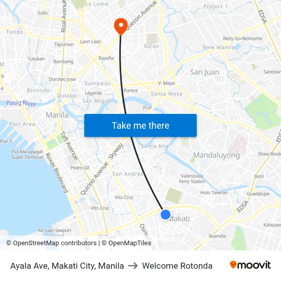 Ayala Ave, Makati City, Manila to Welcome Rotonda map