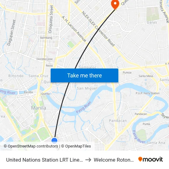 United Nations Station LRT Line 1 to Welcome Rotonda map