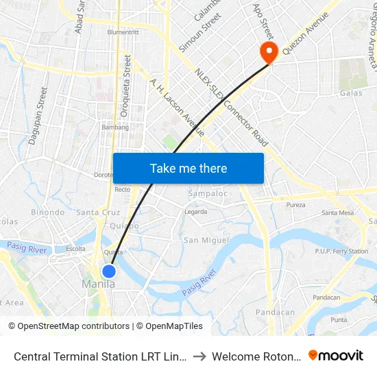 Central Terminal Station LRT Line 1 to Welcome Rotonda map