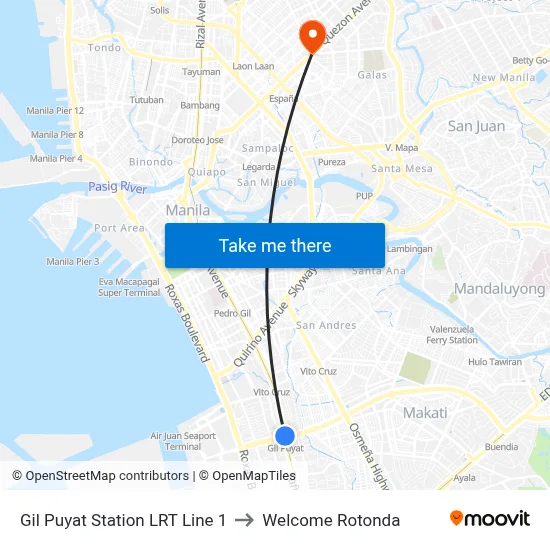 Gil Puyat Station LRT Line 1 to Welcome Rotonda map