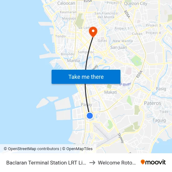 Baclaran Terminal Station LRT Line 1 to Welcome Rotonda map