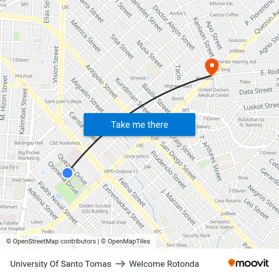 University Of Santo Tomas to Welcome Rotonda map