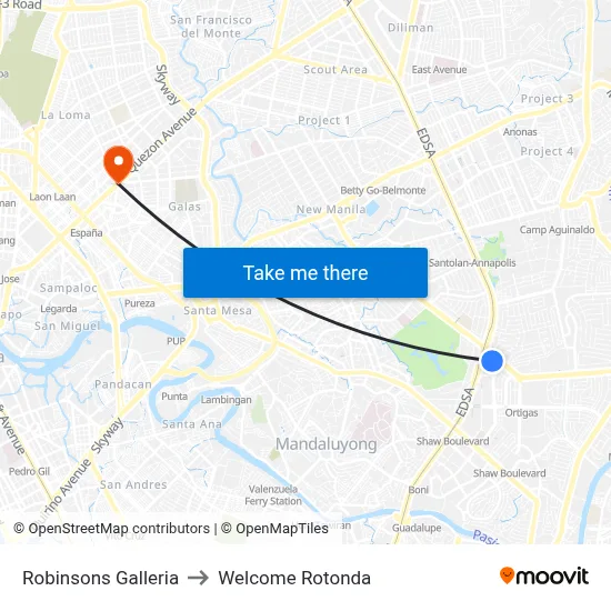 Robinsons Galleria to Welcome Rotonda map