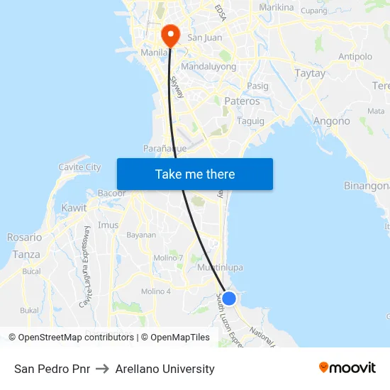 San Pedro Pnr to Arellano University map