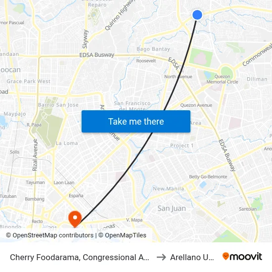 Cherry Foodarama, Congressional Avenue, Quezon City to Arellano University map