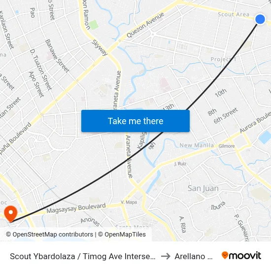 Scout Ybardolaza / Timog Ave Intersection, Quezon City, Manila to Arellano University map