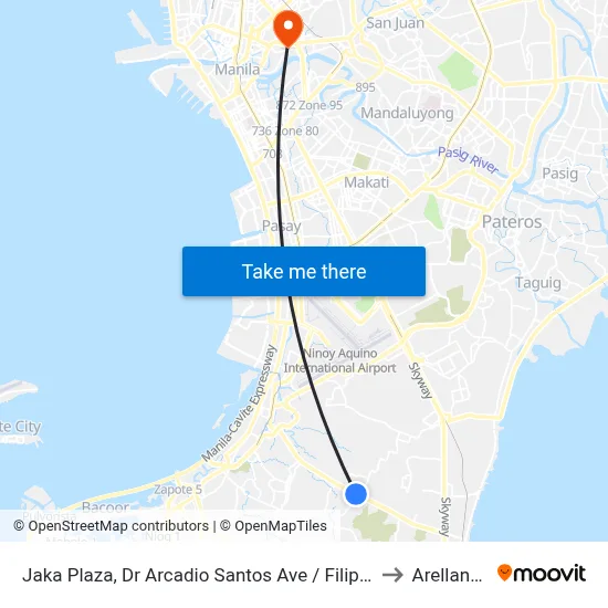 Jaka Plaza, Dr Arcadio Santos Ave / Filipinas Ave Intersection, Parañaque City, Manila to Arellano University map