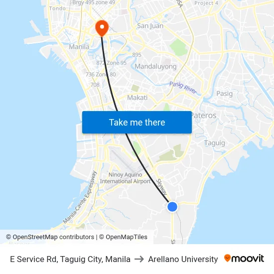 E Service Rd,  Taguig City, Manila to Arellano University map