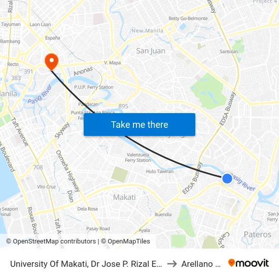 University Of Makati, Dr Jose P. Rizal Extension, Makati City, Manila to Arellano University map